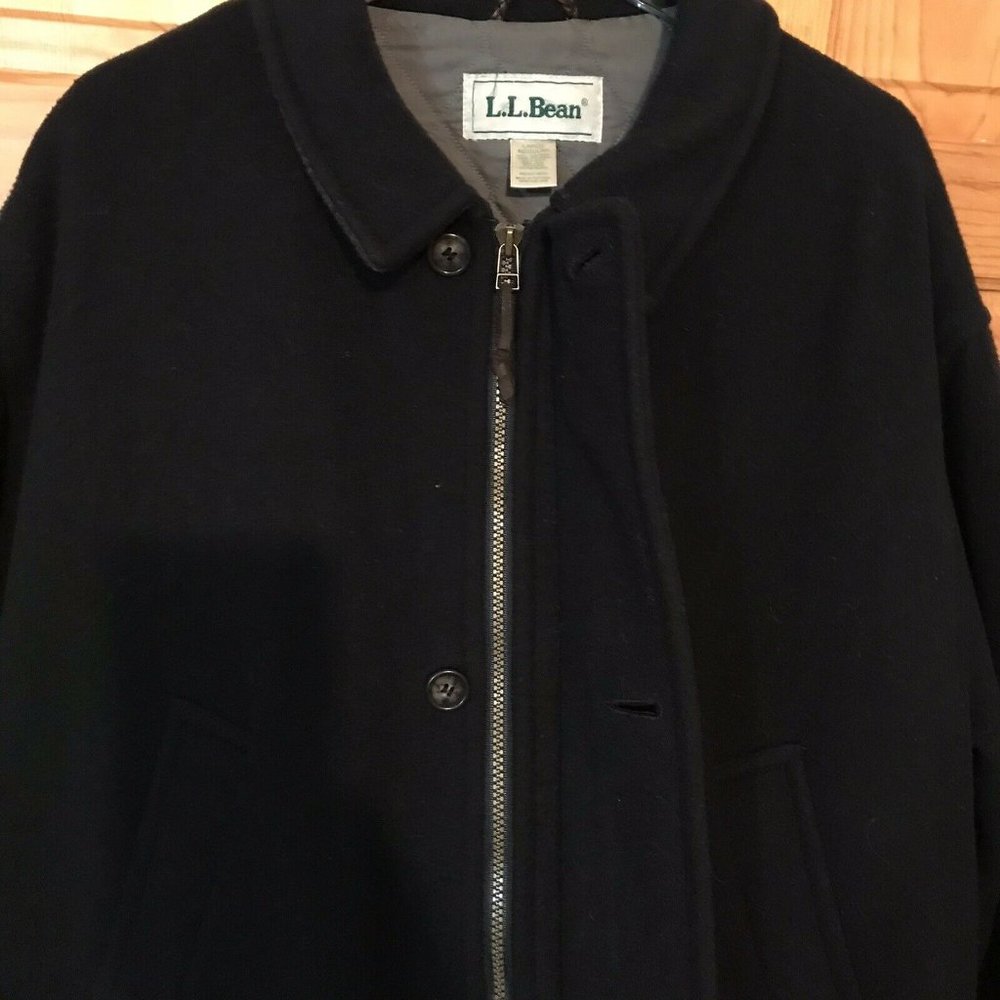 L.L. Bean 100% Wool Coat Jacket Mens Large Quilted Thinsulate - Picture 3 of 9